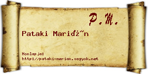Pataki Marián névjegykártya